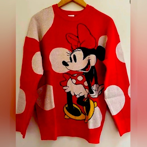 NWT Disney Minnie Mouse Red White Polka Dots Sweater Sweatshirt 3X - Picture 1 of 5